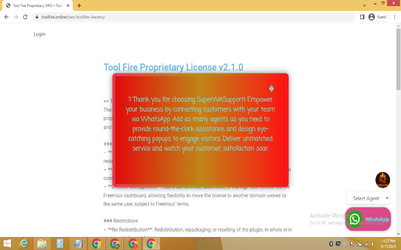 A welcoming popup design created using the WhatsApp Support Plugin for WordPress.