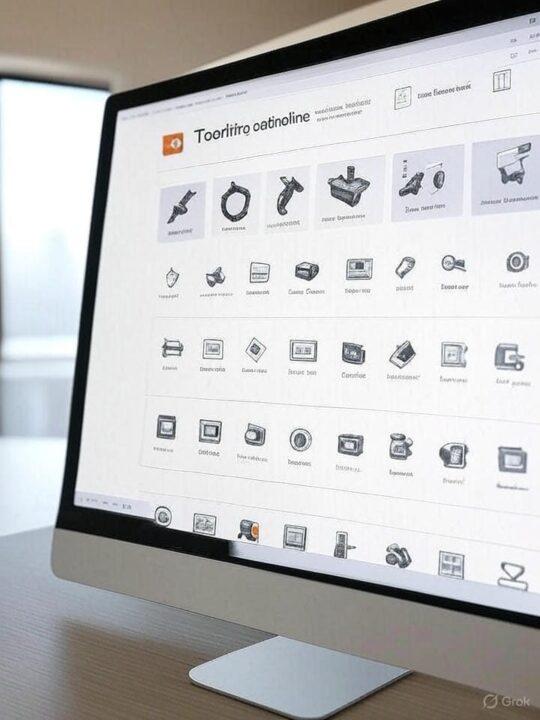 "ToolFire.online laptop screen displaying a creative hub of free online tools including Image Compressor, Text Converter, Data Analyzer, File Converter, and Free Online Calculators, with a user-friendly interface and premium options, set against a blue background."
