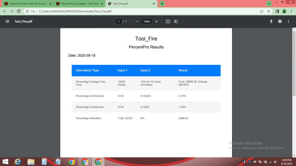 Percentage Pro Calculator optimized for mobile devices with a responsive layout